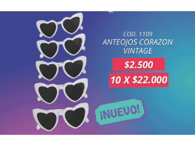 ANTEOJOS CORAZON VINTAGE POR UNIDAD