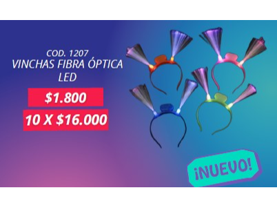 VINCHA FIBRA OPTICA LED POR 10 UNIDADES