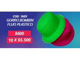 GORRO BOMBIN FLUO PLASTICO POR UNIDAD