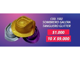 SOMBRERO GALERA TANGUERO GLITTER 10 UNIDADES