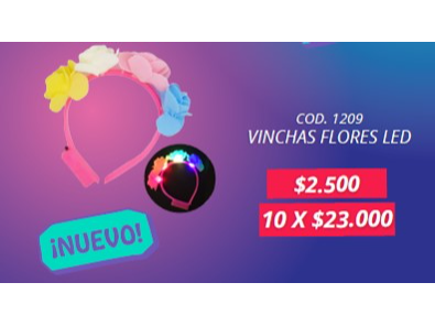 VINCHA FLORES LED POR UNIDAD