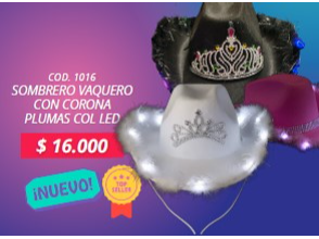VAQUERO CORONA PLUMAS MAS LED