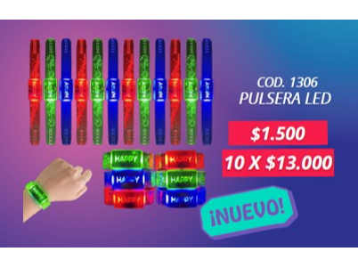 PULSERA LED POR 10 UNIDADES