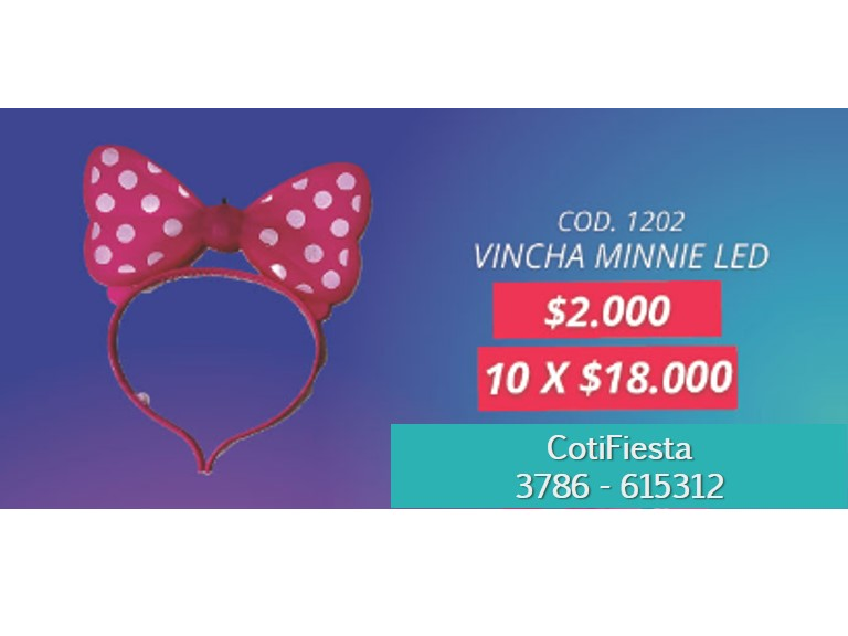 VINCHA MINNIE LED POR 10 UNIDADES