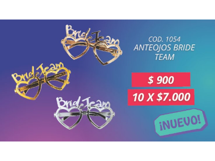 ANTEOJOS TEAM BRIDE POR 10 UNIDADES