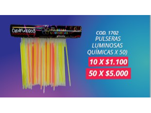 PULSERAS LUMINOSAS POR 50 UNIDADES