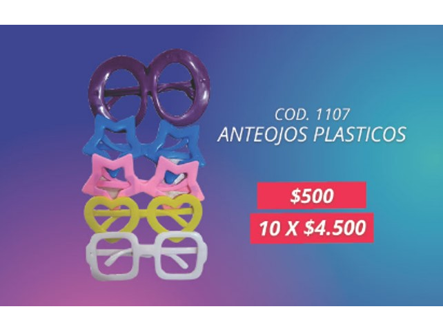 ANTEOJOS PLASTICOS POR 10 UNIDADES