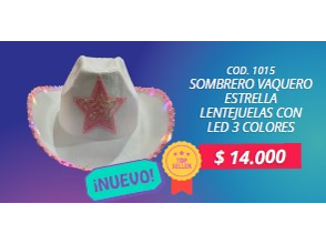 VAQUERO  ESTRELLA LENTEJUELAS MAS LED
