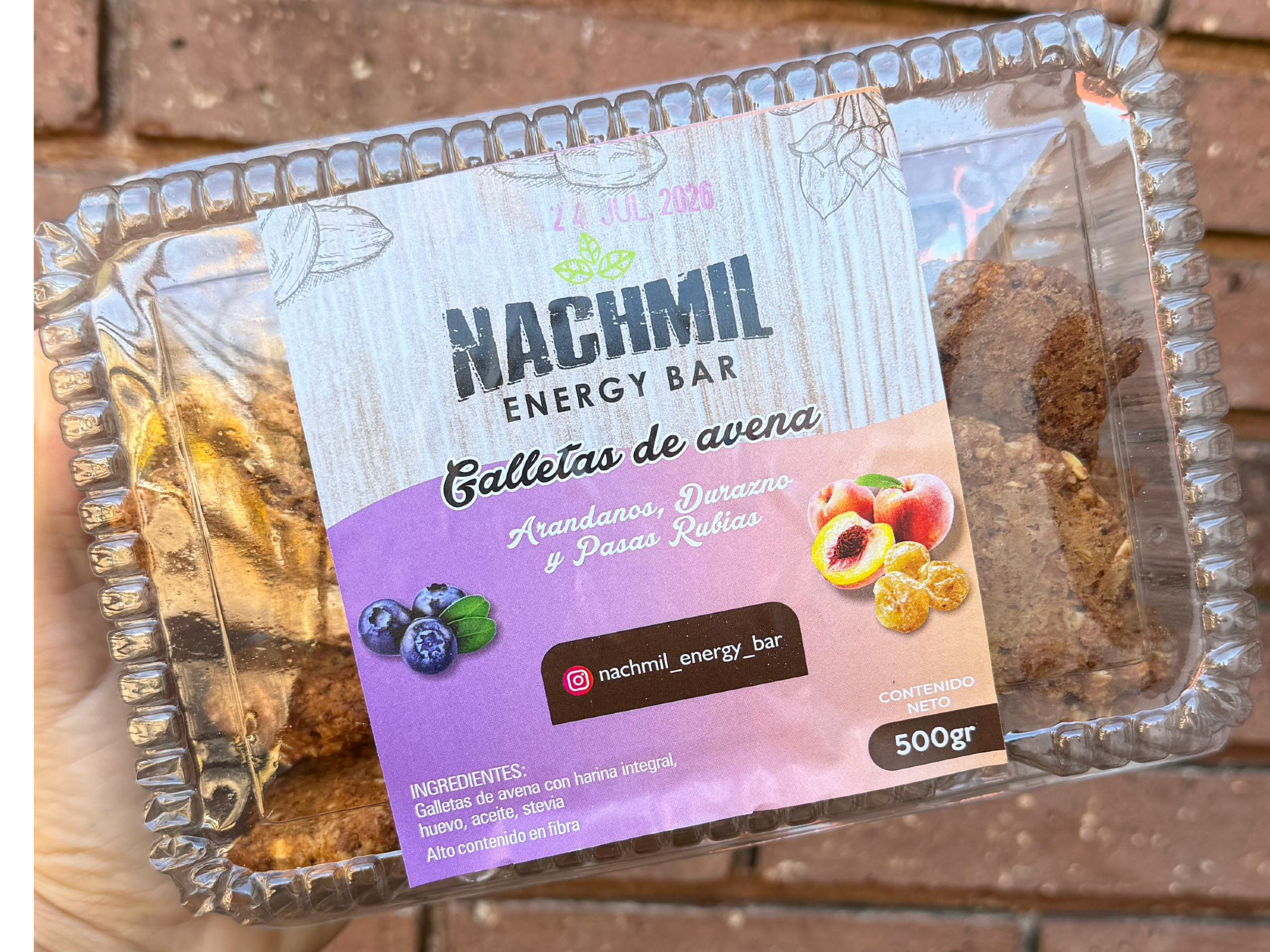 Galletas de avena con arandanos, durazno y pasas rubias x500gr