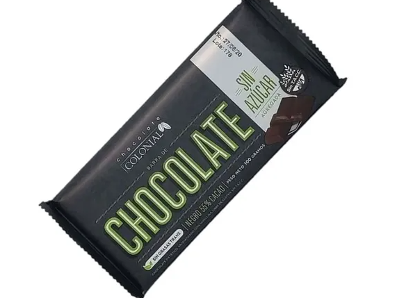 Chocolate colonial 55% cacao sin azucar