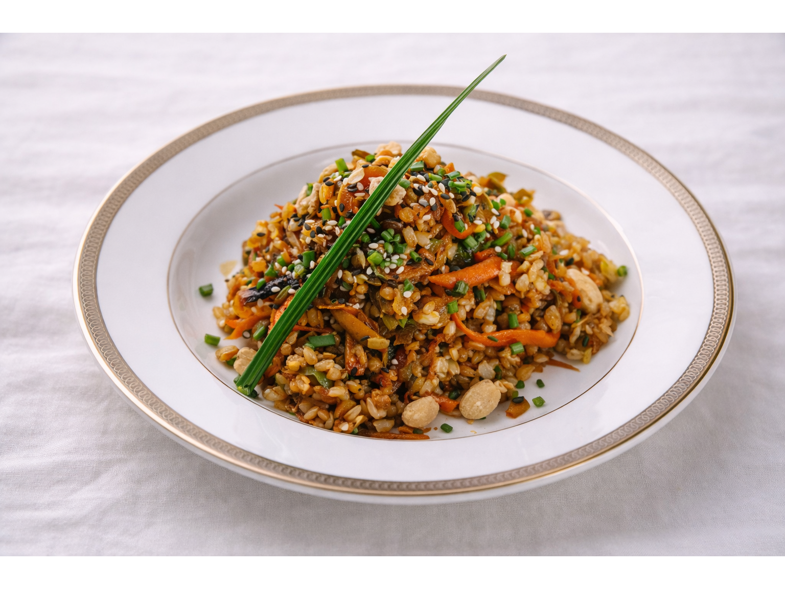 Wok de vegetales y arroz yamani