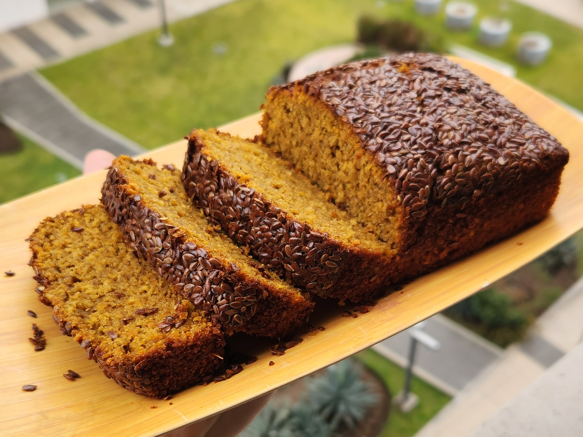 Budin de boniato, avena y lino