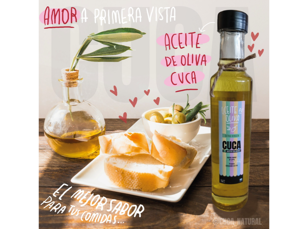 Aceite de oliva CUCA extra virgen agroecológico de primera prensada en frío x250ml