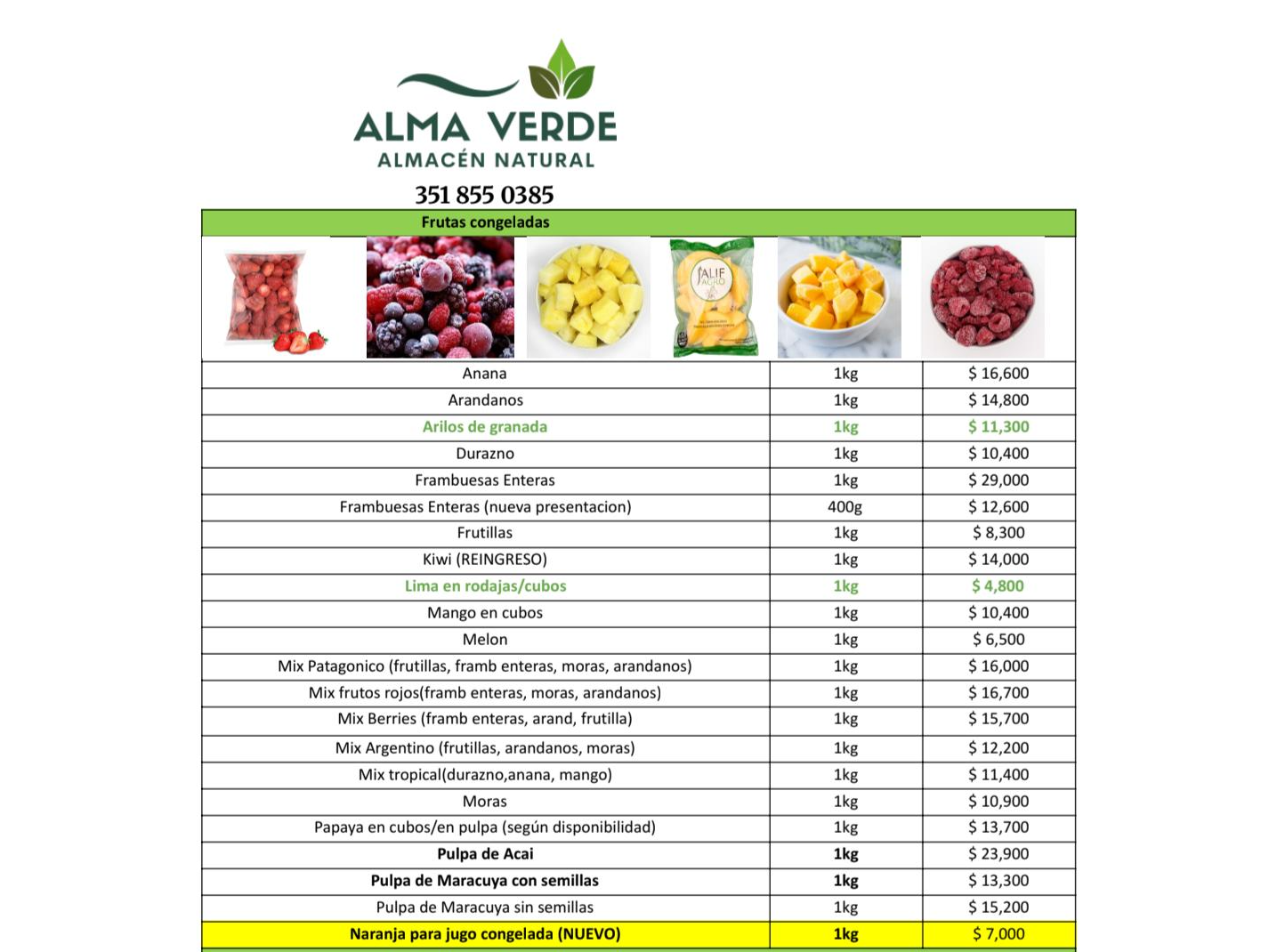 Quiero encargar otra fruta congelada LLEGAN EL VIERNES 5/6