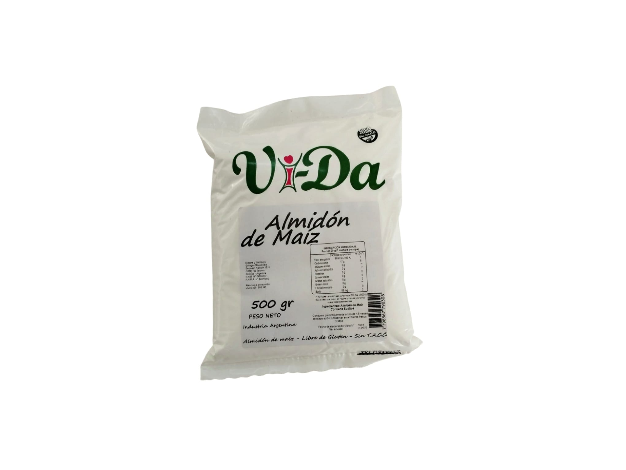 Almidón de maíz sin TACC x500g VIDA