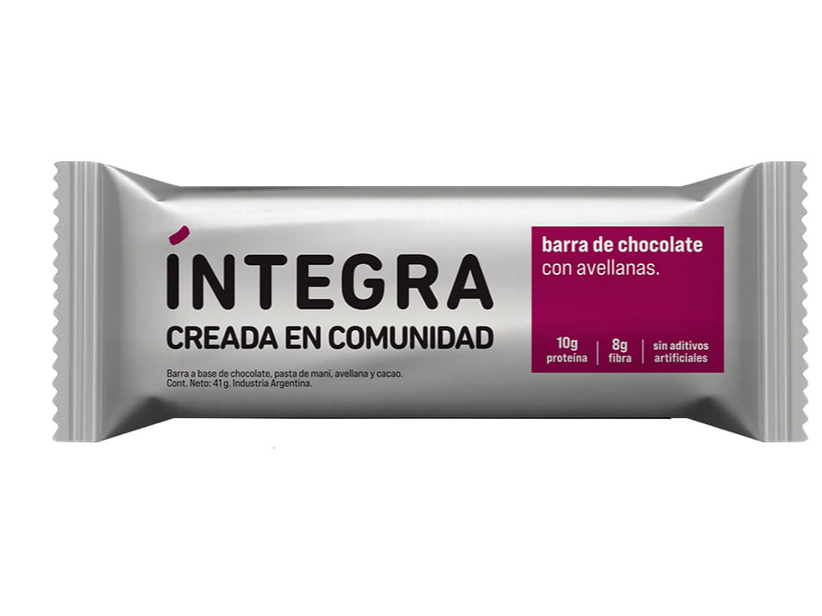 Barrita tipo golosina Integra de chocolate y avellanas