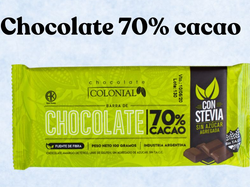 Chocolate 70% cacao sin azucar agregada x 100g