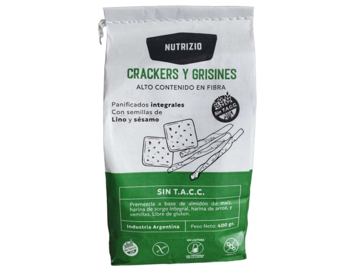 Premezcla para crackers y grisines SIN GLUTEN x400g Nutrizio
