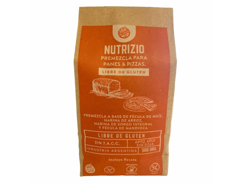 Premezcla para panes y pizzas sin TACC x500g Nutrizio
