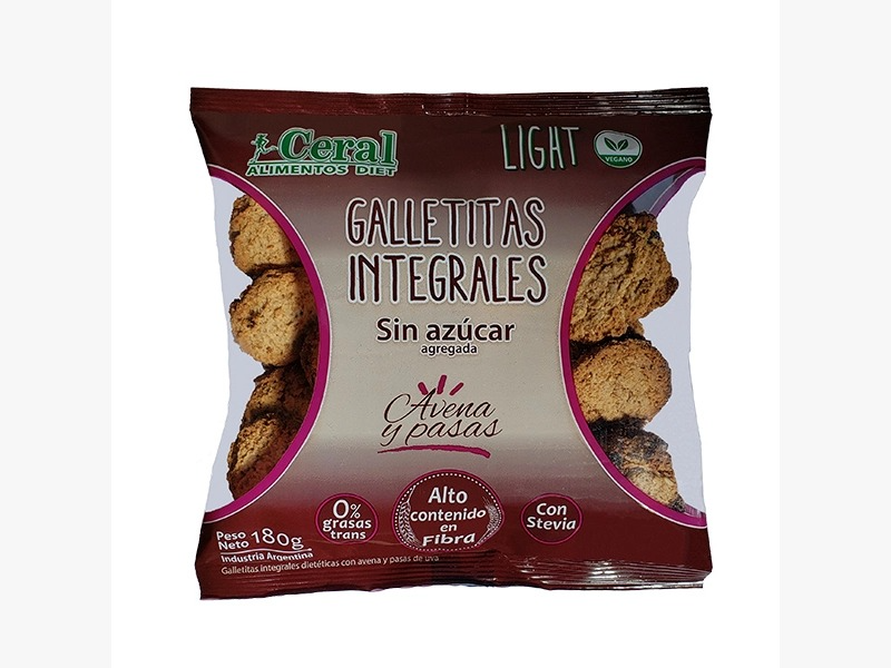 Galletitas integrales Avena y pasas x 180G