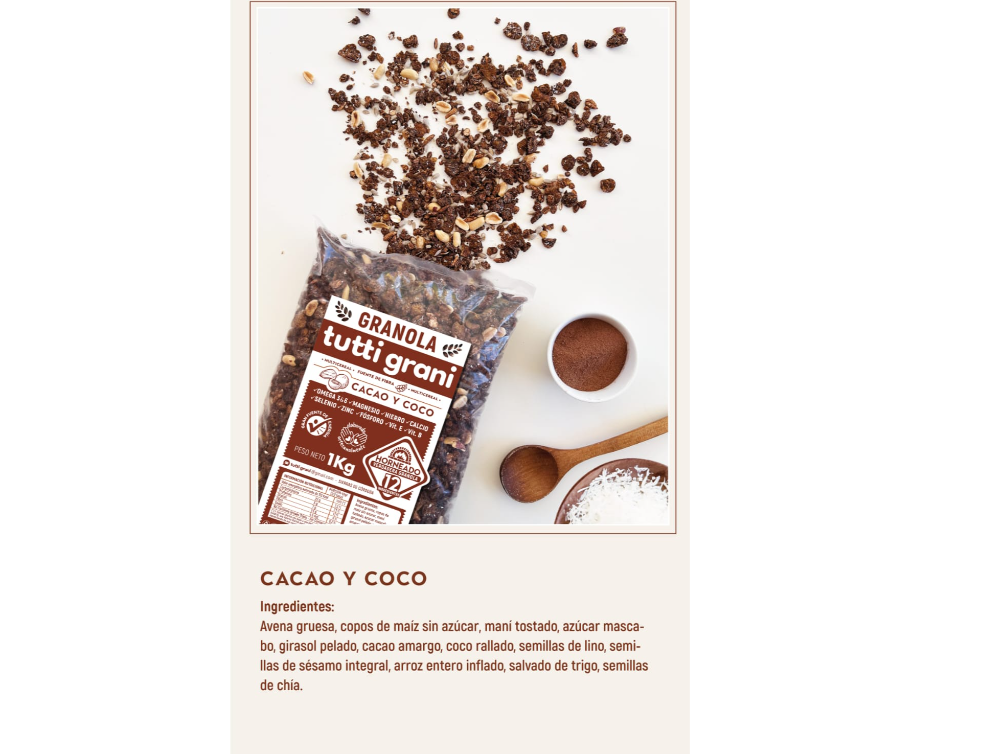 Granola Tutti Grani Cacao y Coco x 1kg