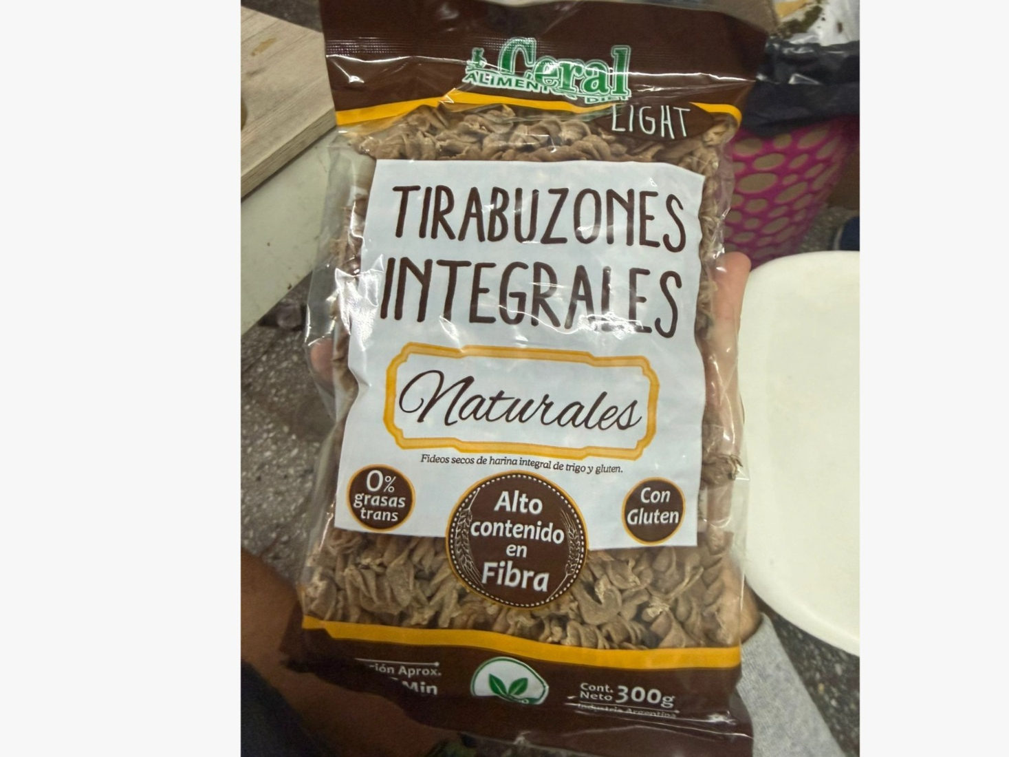 Fideos Tirabuzones Integrales
