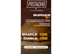 Lata de Pepsi + Burger "P" de Pistacho Sabores Caseros