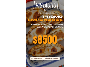 LATA DE PEPSI + 6 EMPANADAS CHICAS de Pistacho Sabores Caseros