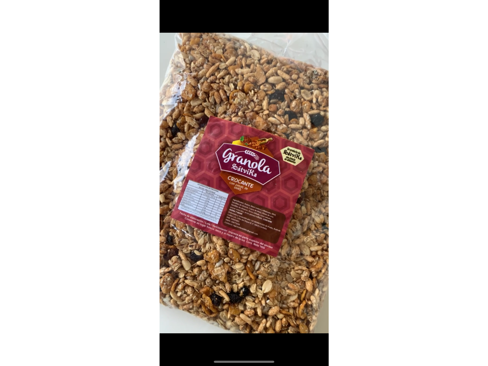 Granola con pasas x 10kg