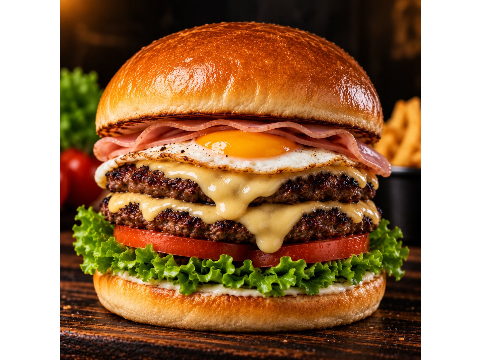 Doble burger clasica con papas fritas de Fastburger