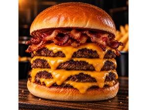 Cuadruple Cheeseburger con papas fritas de Fastburger