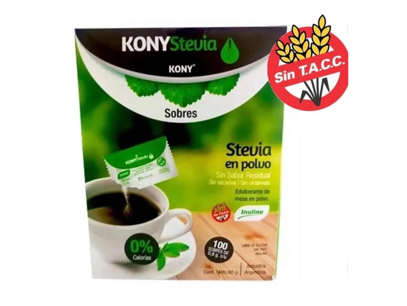 Stevia En Polvo (sin Tacc) 100 Sobres De 0.8 Gr - Kony