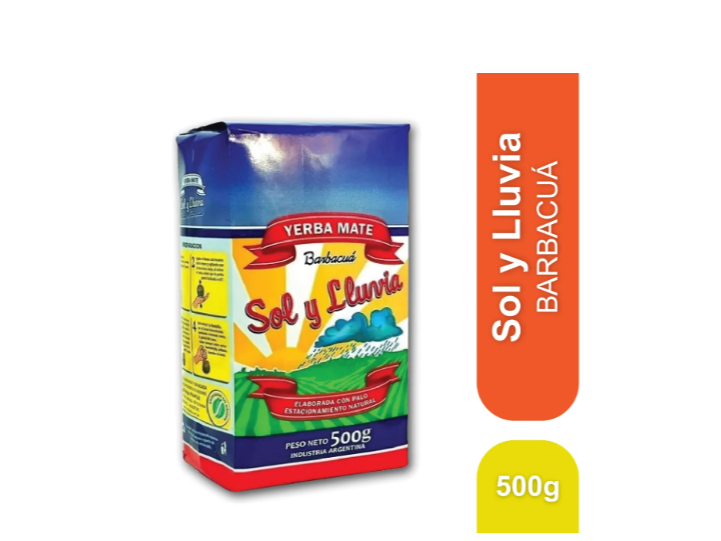 Yerba Mate Sol y Lluvia Barbacuá 500 gr