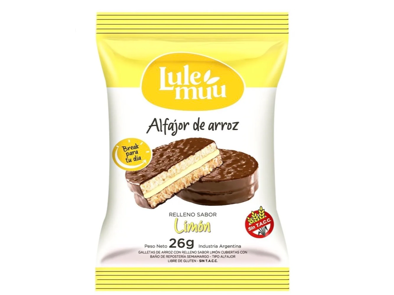 Alfajores De Arroz Lulemuu Limon Y Chocolate