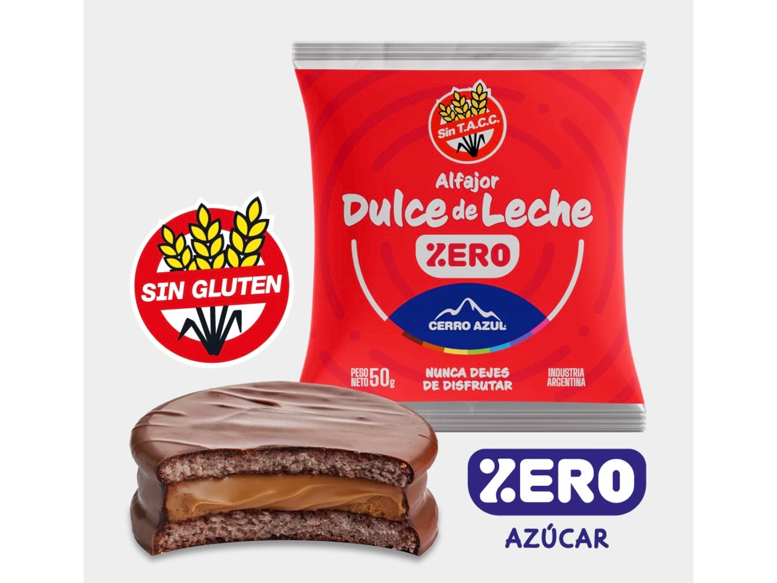 Alfajor Cerro Azul - relleno DDL Sin Azúcar Sin TACC
