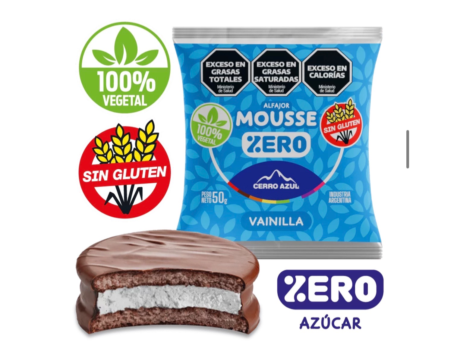 Alfajor cerro azul -relleno de Mousse de vainilla - Sin Tacc + Vegano (Copia) (Copia)