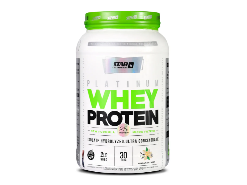 Platinum Whey Protein Star Nutrition 2 Lb Sabor Vanilla ice cream en Pote