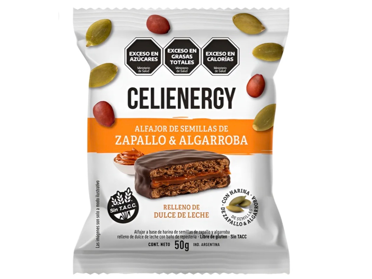 Alfajores Celienergy Negro con semillas de Zapallo y algarroba