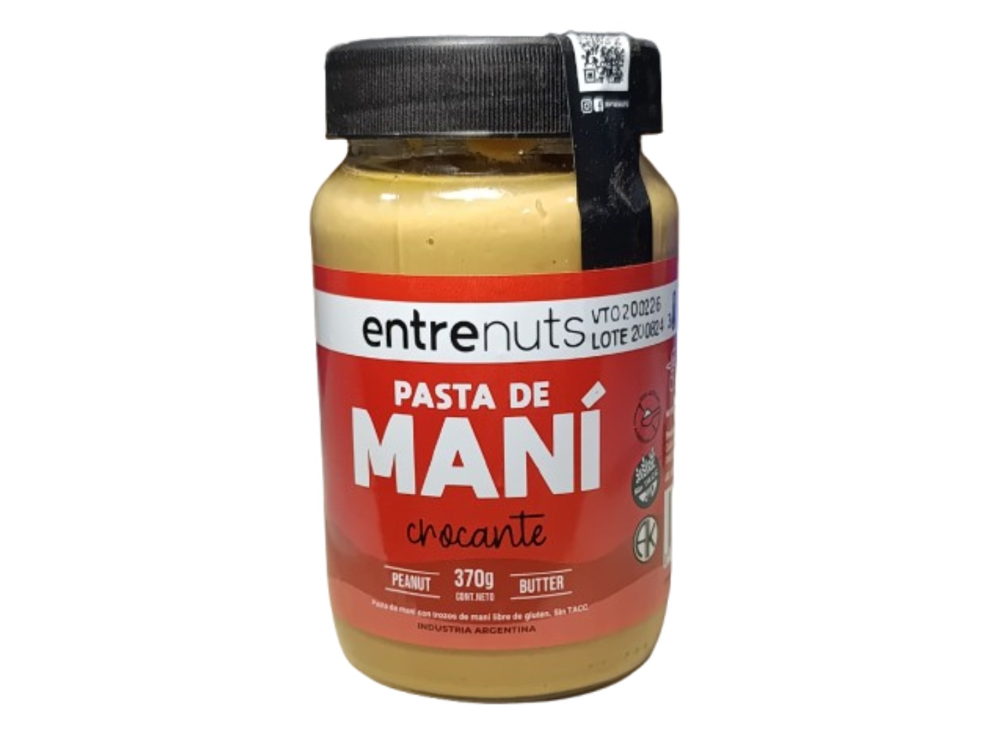 Pasta de Maní Crocante “Entrenuts” – 370 g