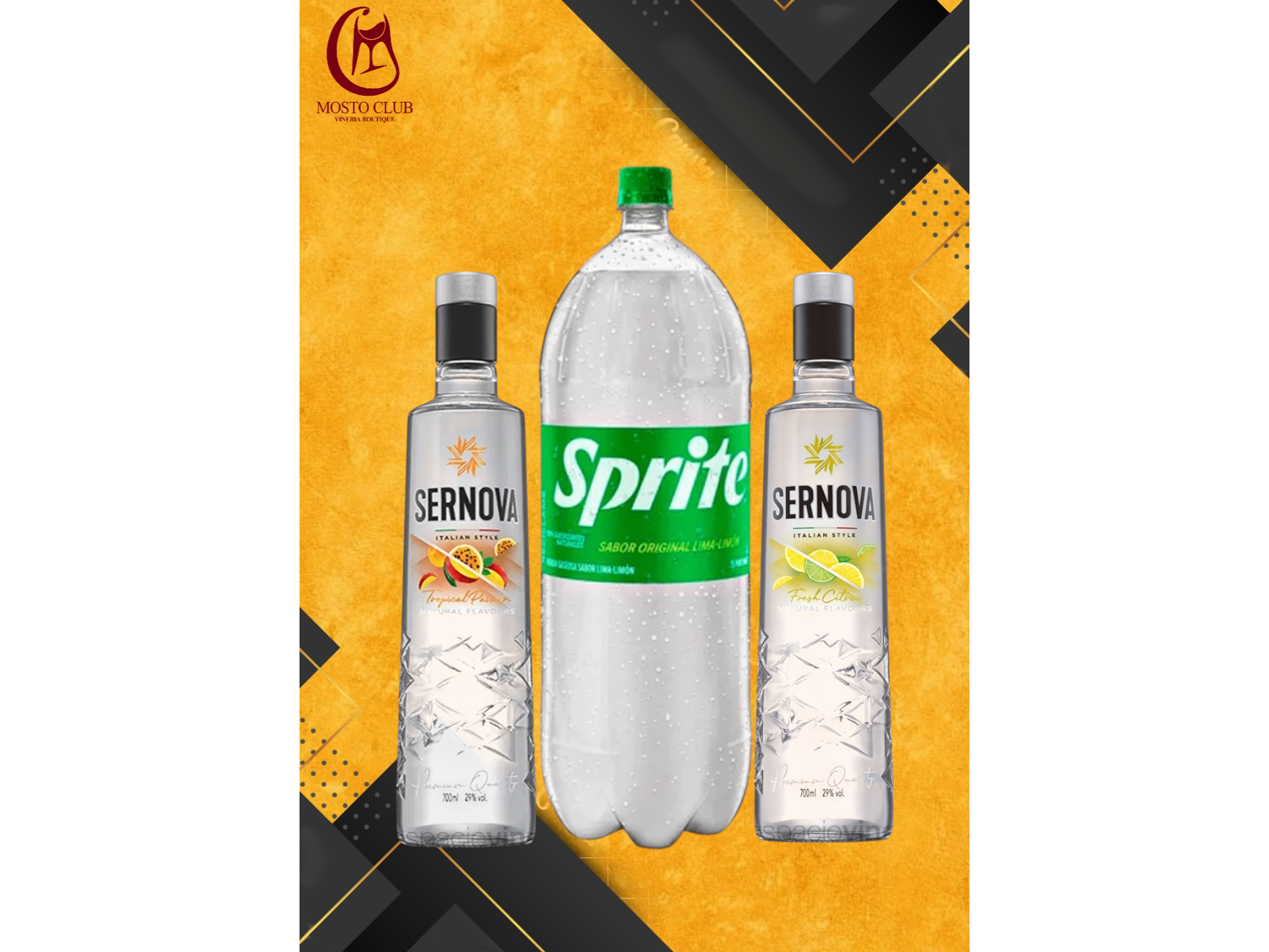Sernova Passion Fruit + Sernova Citrus + Sprite 3L