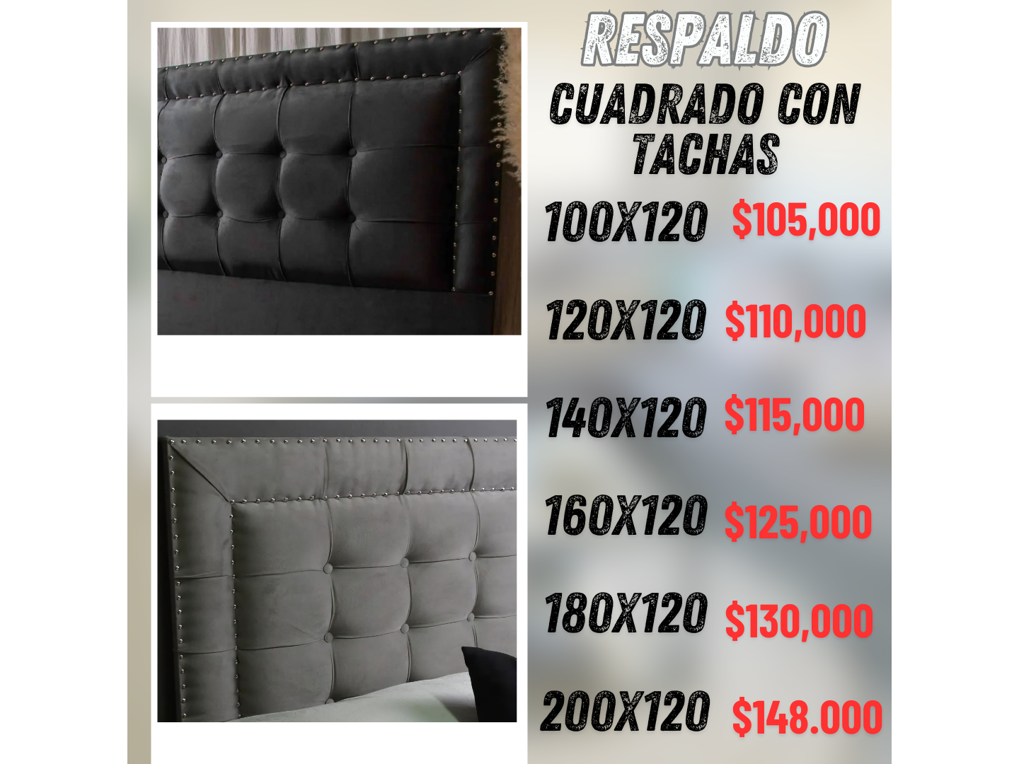 RESPALDO CUADRADO CON TACHAS