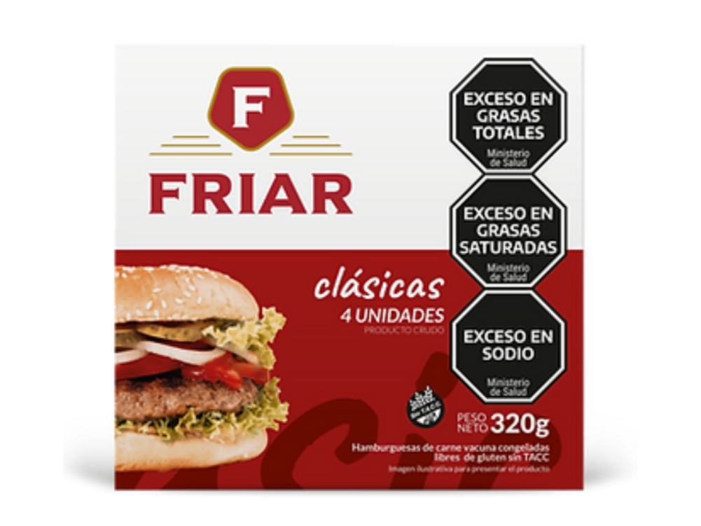 Hamburguesas de carne FRIAR estuche de 4 unidades x 80 grs.