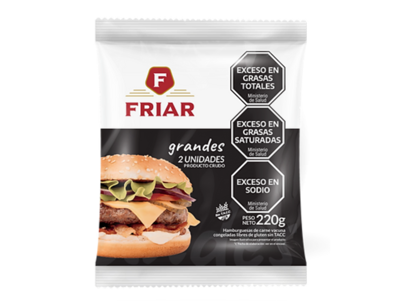 Hamburguesas FRIAR. Paquete de 2 unidades x 110 grs cada una.