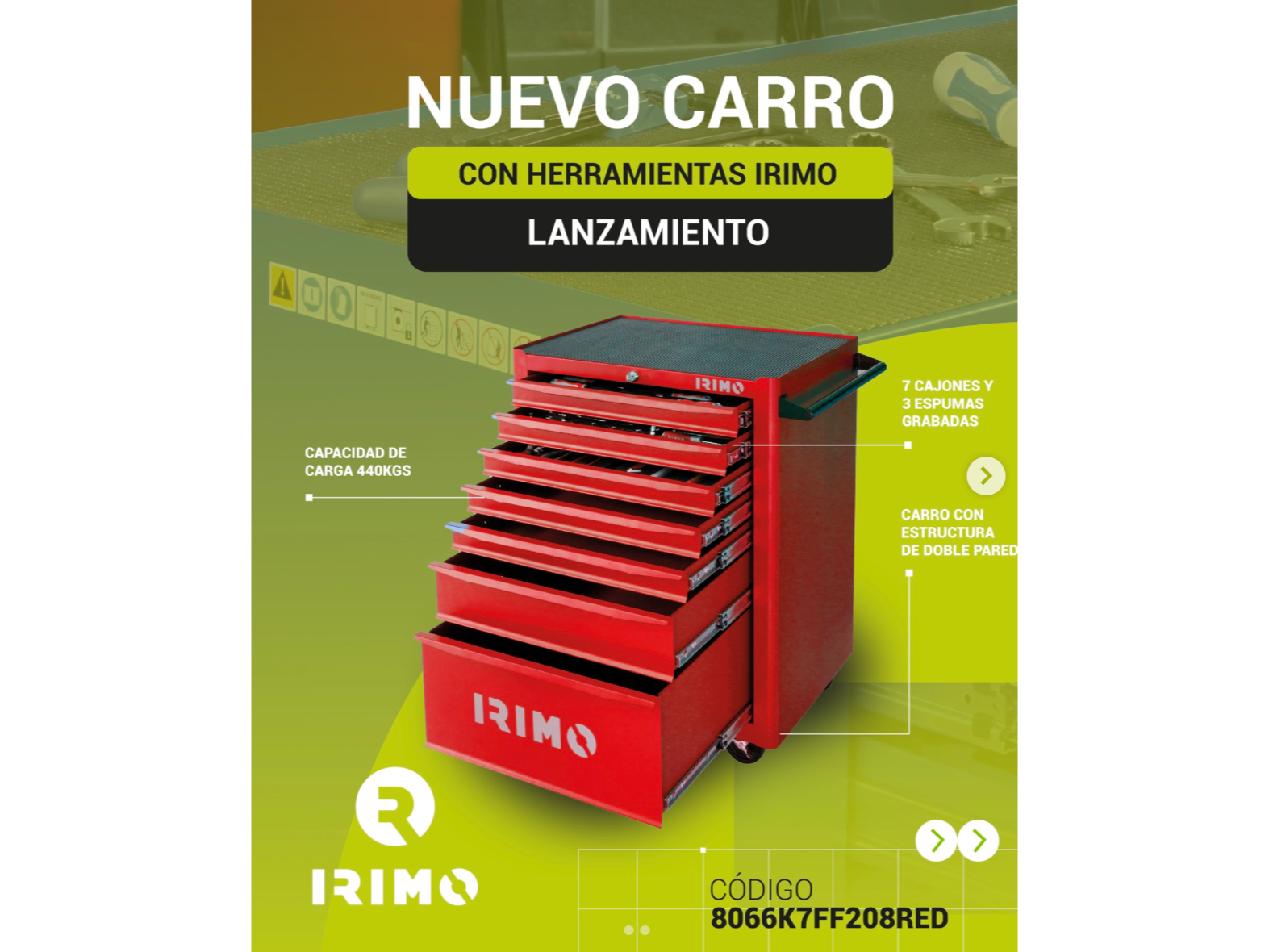 CARRO HERRAMIENTAS IRIMO - 8066K7FF208 RED 7 CAJONES 208 Pz