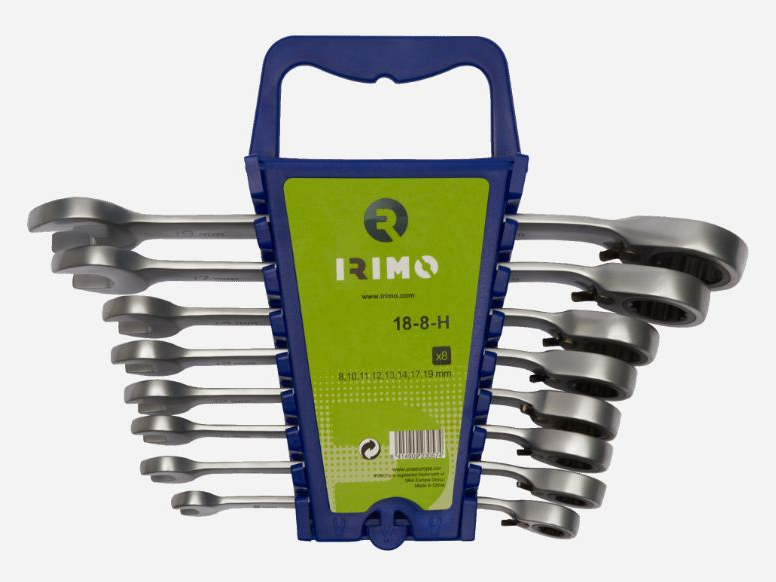 JUEGO LLAVE COMBINADA IRIMO 18-8-H CAB. FIJA C/CRIQUE 8 Pz.