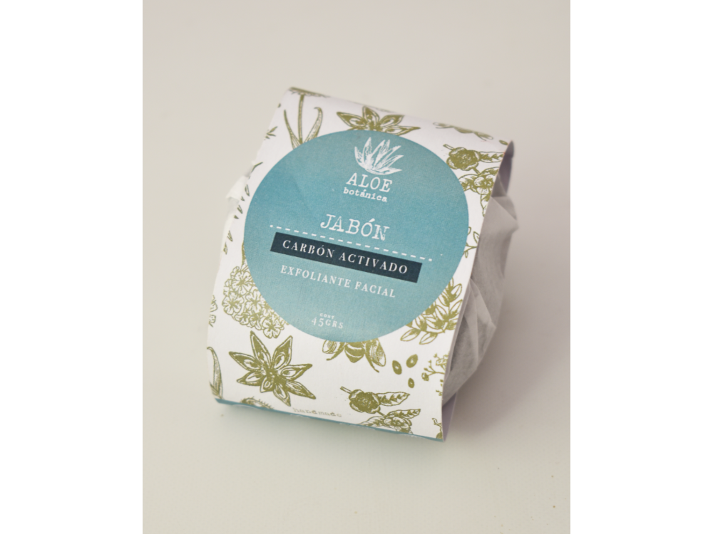 Jabon exfoliante facial con carbon activado Aloe Botanica 65gr