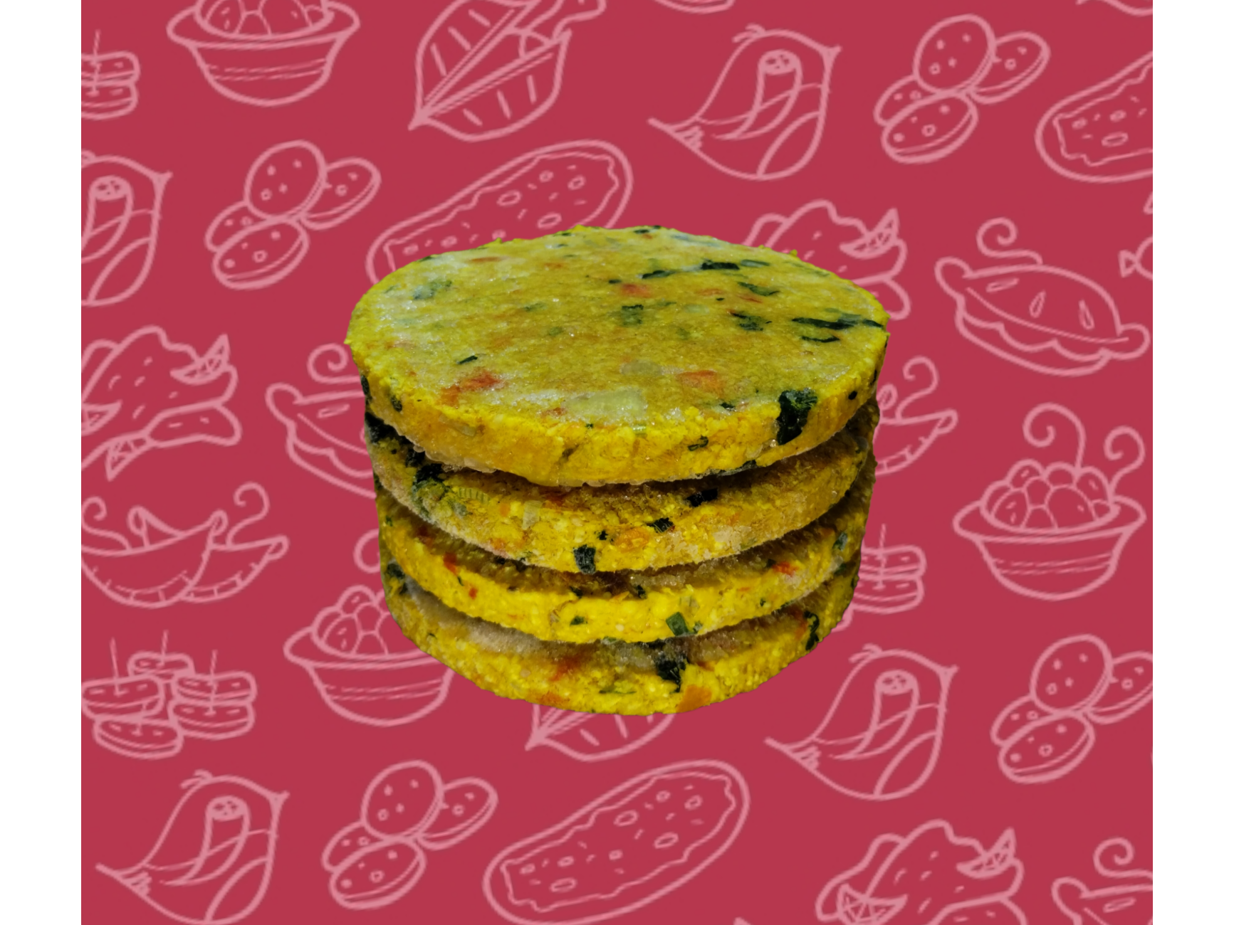 Medallón de Mijo y Cúrcuma Con Tomate hidratado, cebolla de verdeo y Cúrcuma (140grs. c/u) x 4u.