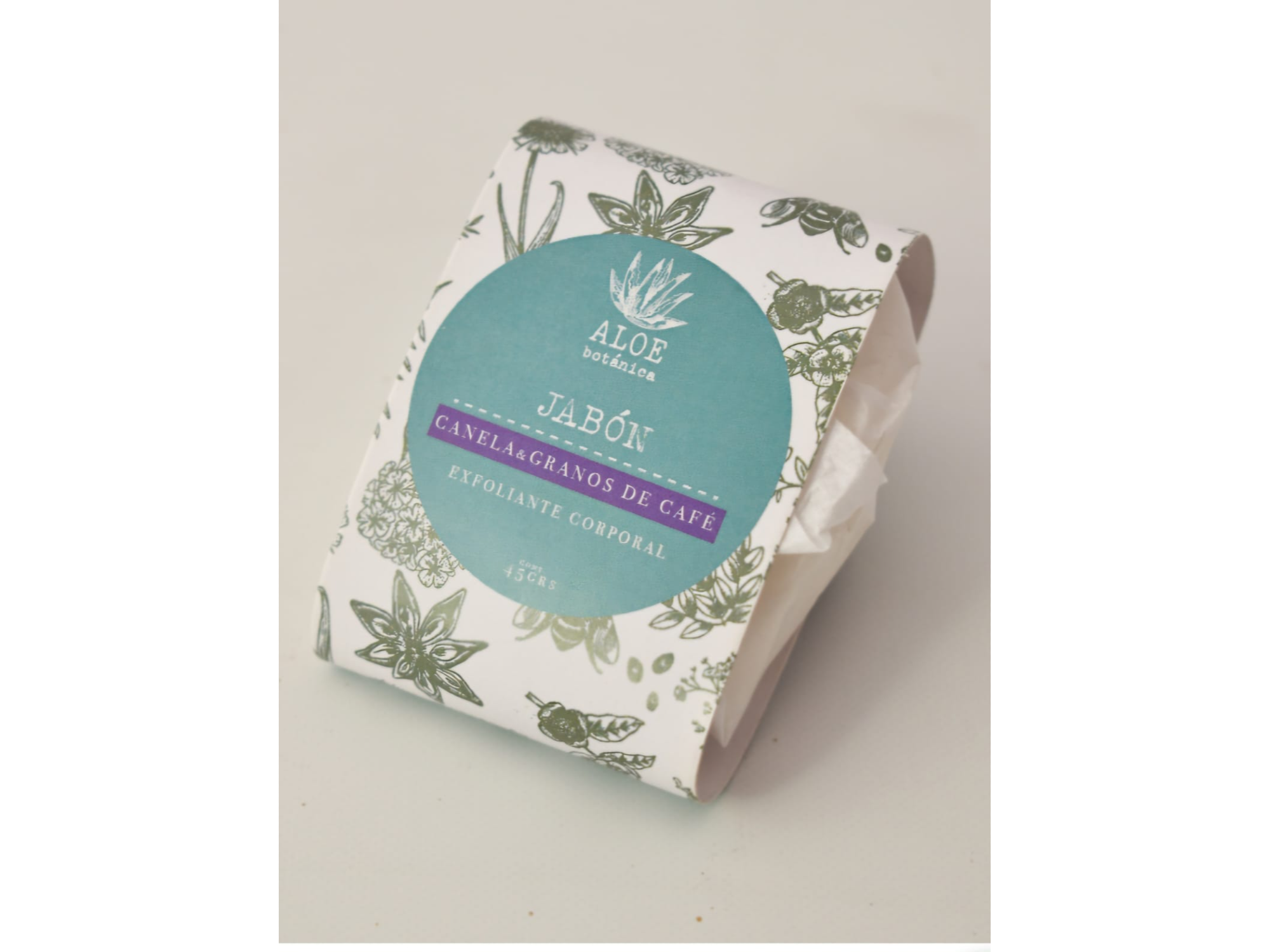 Jabon exfoliante corporal café y canela Aloe Botanica 45gr