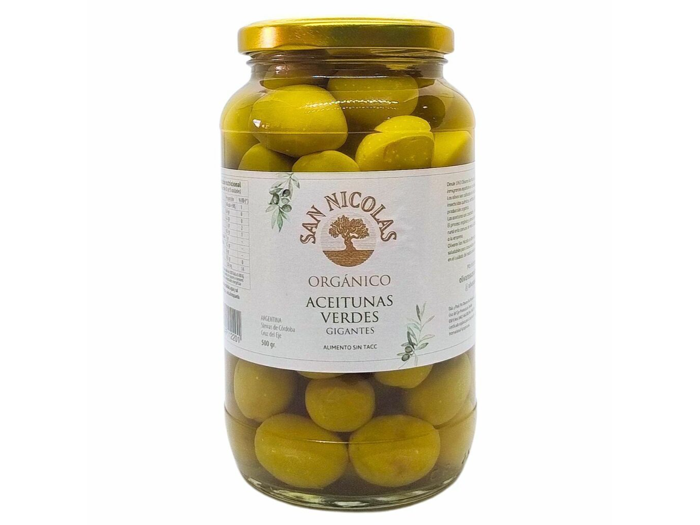 Aceitunas Verdes Orgánicas SAN NICOLAS