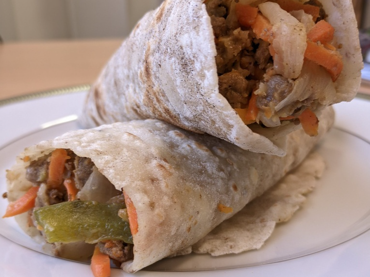 WRAPS DE TERNERA VEGETALES Y QUESO